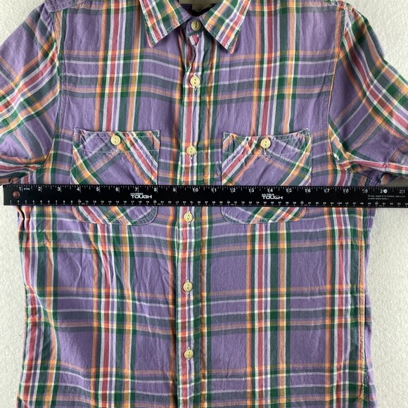 Denim & Supply Ralph Lauren Button Up Womens S Small Purple Plaid Short Sleeve - Picture 7 of 15